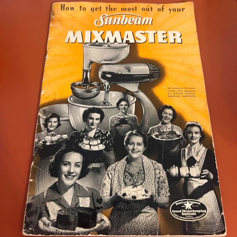 Vintage Sunbeam Mixmaster Recipe Book Instruction Manual Mid-Century Kitchen Art
